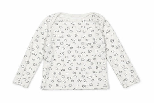 F&F Baby White Geometric Cotton Pullover T-Shirt Size 12-18 Months Boat Neck Pullover - Cute Animals Print