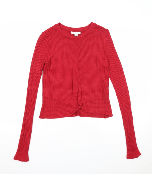 Topshop Womens Red Round Neck Viscose Pullover Jumper Size 10