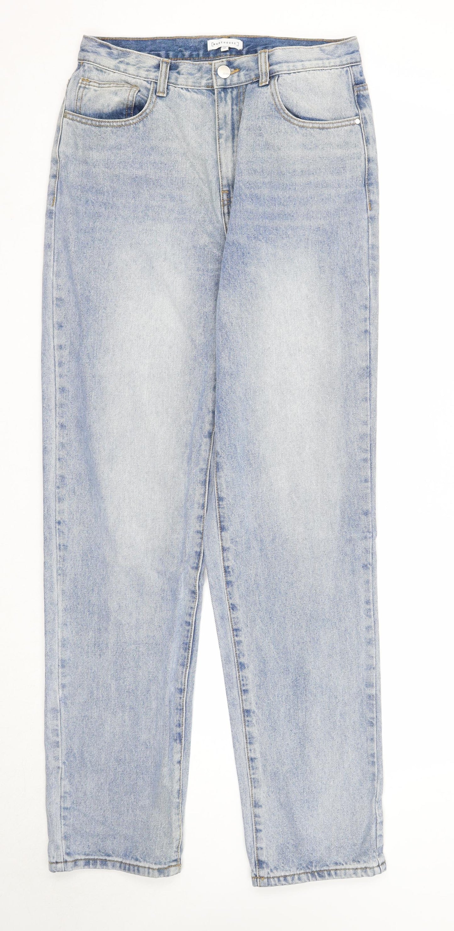 Warehouse Womens Blue Cotton Straight Jeans Size XL Regular Zip