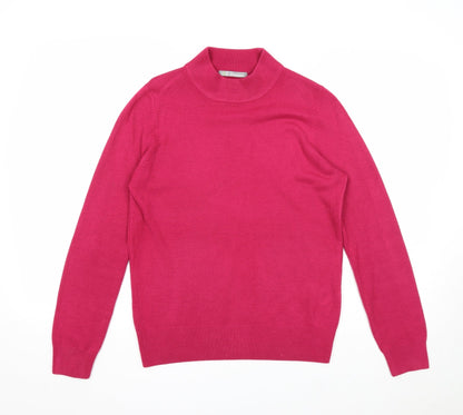 Marks & Spencer Womens Pink Mock Neck Acrylic Pullover Jumper Size 10