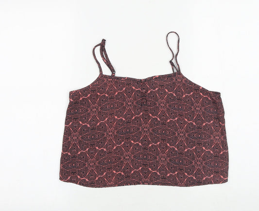 New Look Girls Pink Geometric Polyester Camisole Tank Size 14 Years Square Neck Pullover