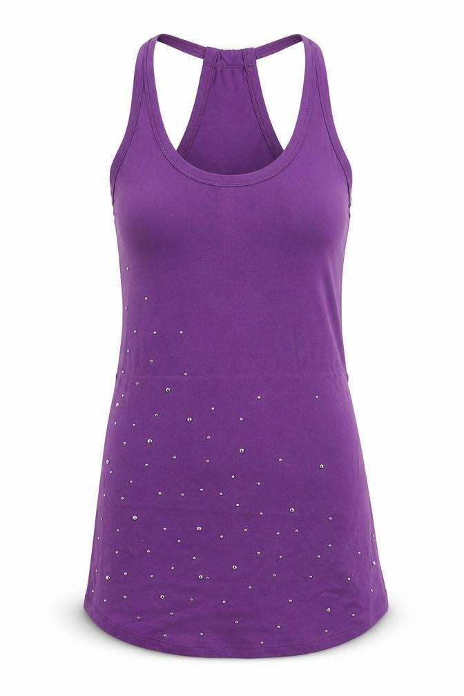 Xdye Womens Purple Polyester Basic Tank Size M Scoop Neck - Racerback