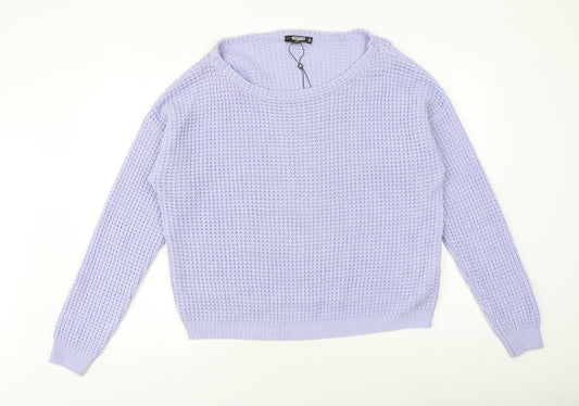 Missguided Womens Purple Scoop Neck Acrylic Pullover Jumper Size 14