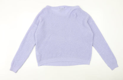 Missguided Womens Purple Scoop Neck Acrylic Pullover Jumper Size 14