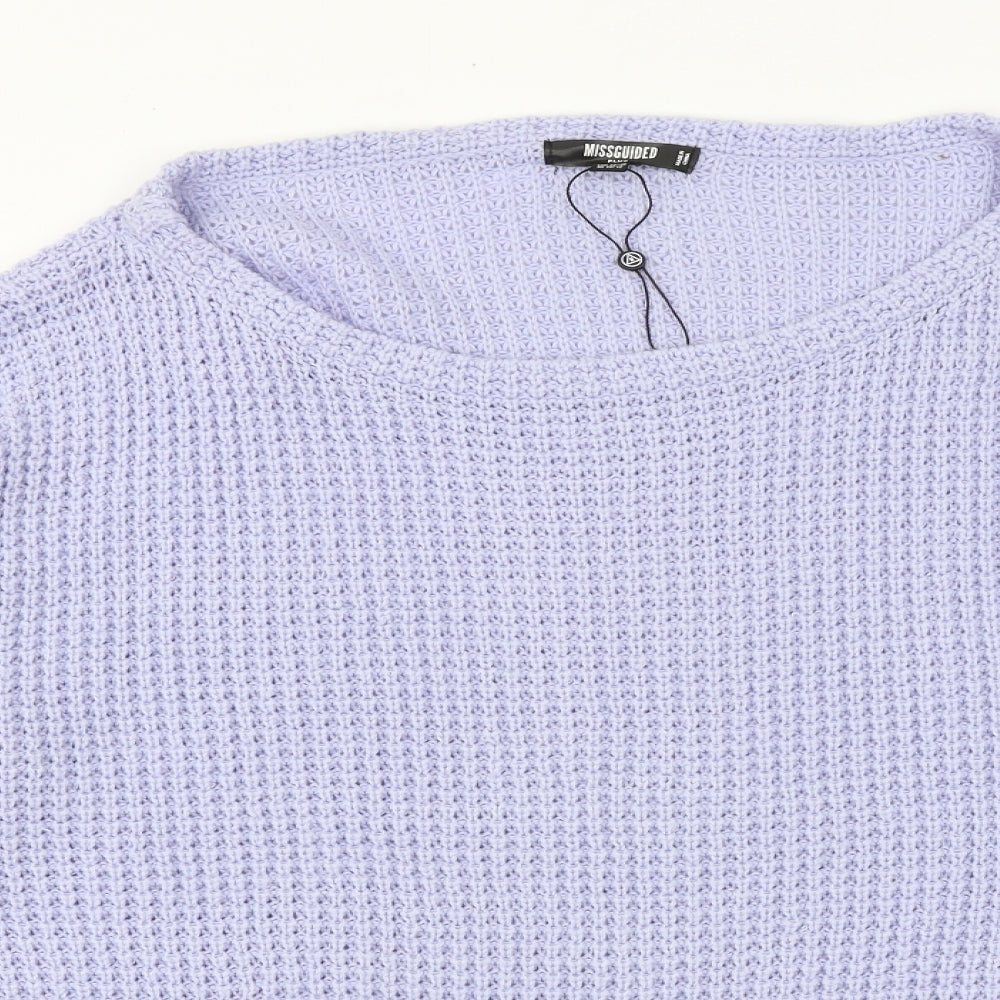 Missguided Womens Purple Scoop Neck Acrylic Pullover Jumper Size 14
