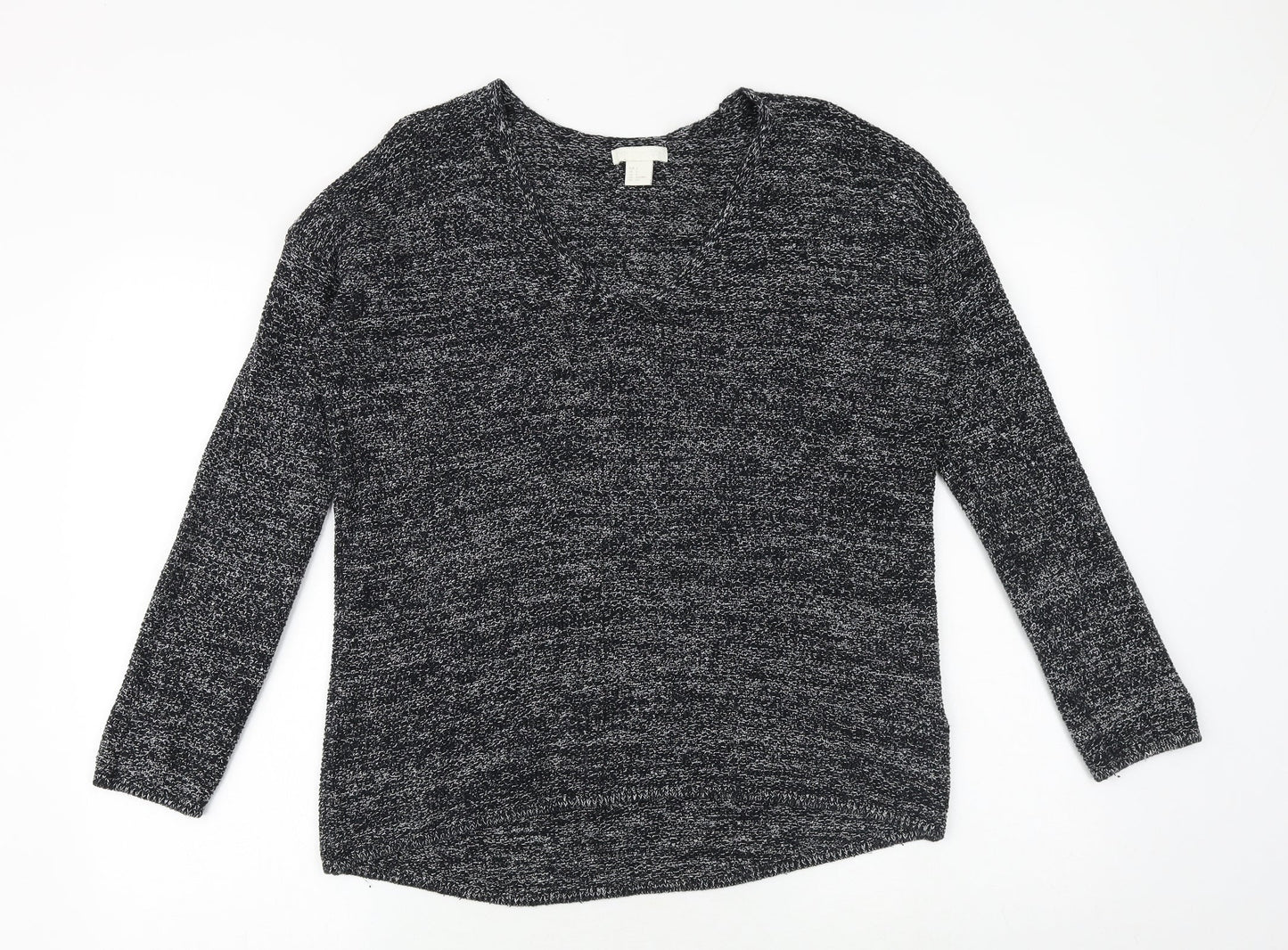 H&M Womens Black Scoop Neck Cotton Pullover Jumper Size S