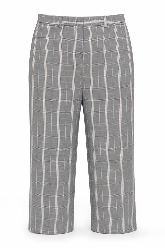 Dorothy Perkins Womens Grey Plaid Polyester Trousers Size 12 Regular Zip