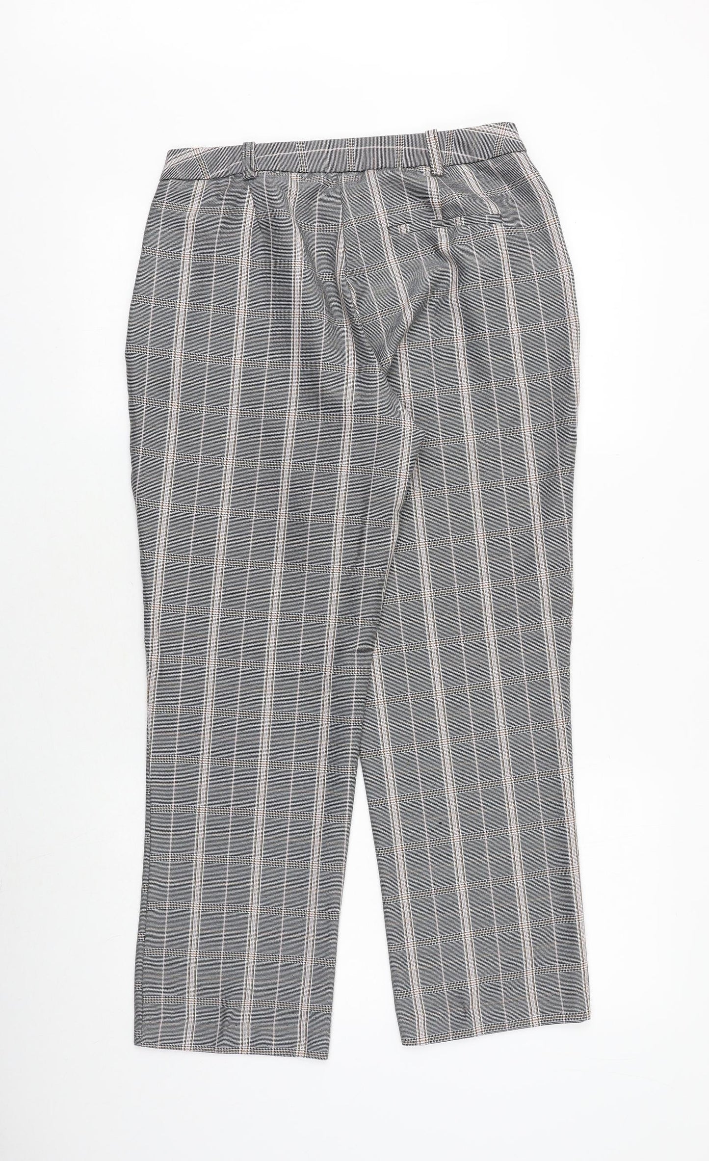 Dorothy Perkins Womens Grey Plaid Polyester Trousers Size 12 Regular Zip