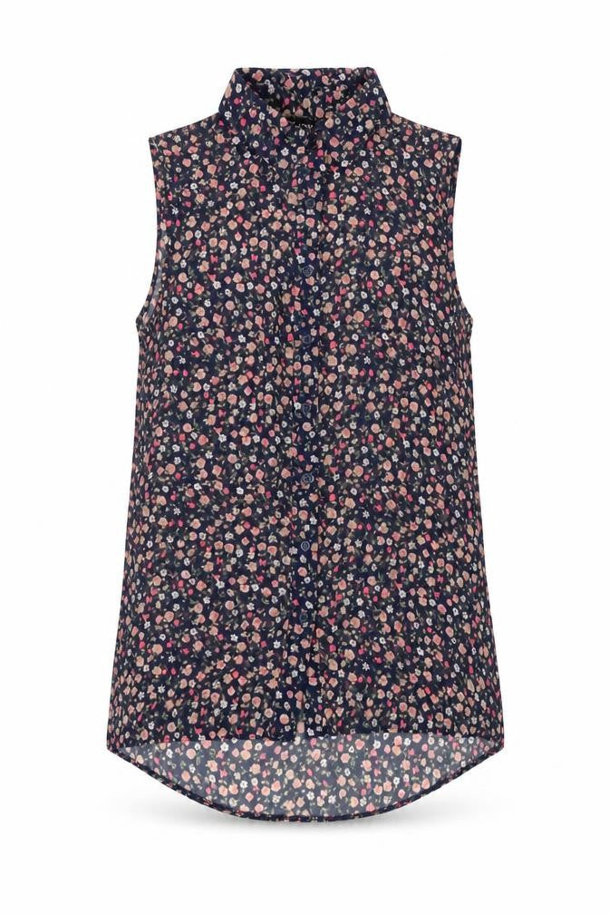 New Look Womens Blue Floral Polyester Tunic Button-Up Size 8 Collared
