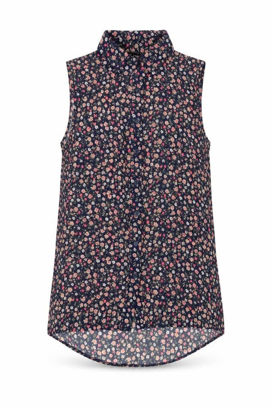 New Look Womens Blue Floral Polyester Tunic Button-Up Size 8 Collared