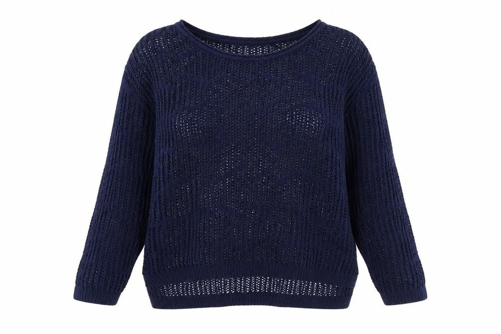 Papaya Womens Blue Boat Neck Acrylic Pullover Jumper Size M