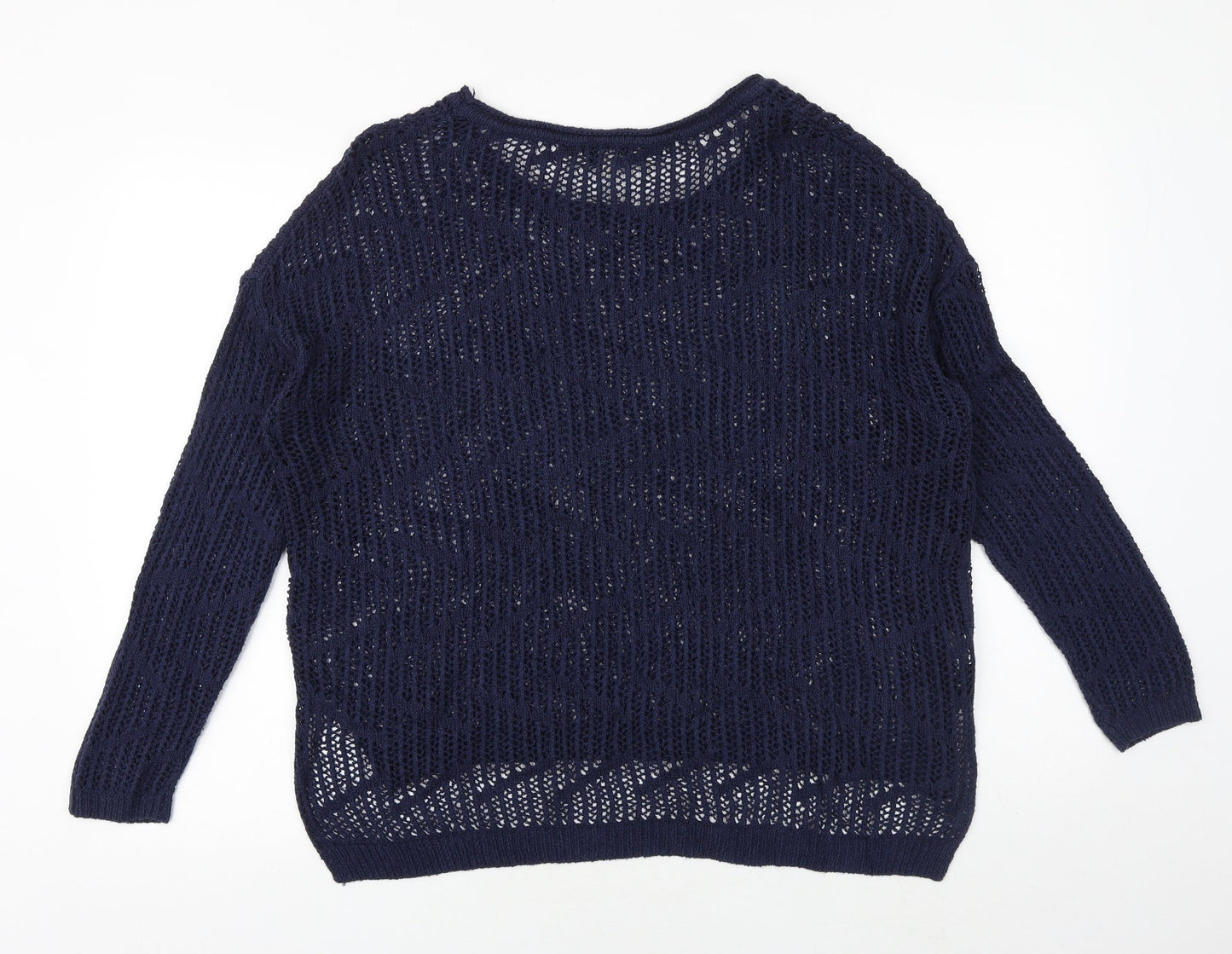 Papaya Womens Blue Boat Neck Acrylic Pullover Jumper Size M
