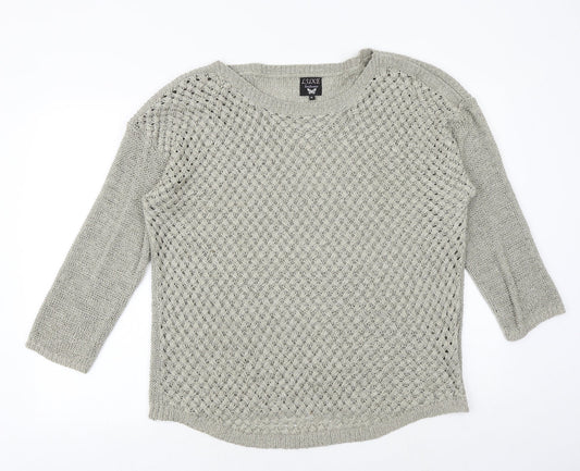 Luxe Womens Grey Boat Neck Acrylic Pullover Jumper Size XL