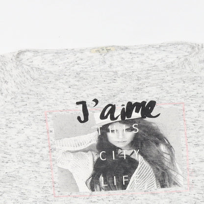 River Island Womens Grey Viscose Basic T-Shirt Size 10 Round Neck - J'aime