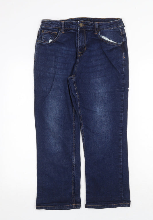 Preworn Womens Blue Cotton Straight Jeans Size 30 in Regular Zip