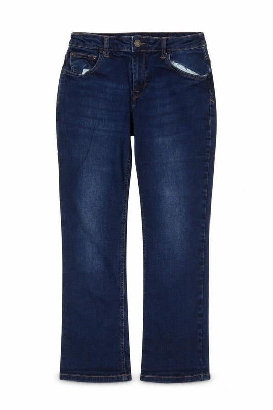 Womens Blue Cotton Straight Jeans Size 30 in Regular Zip