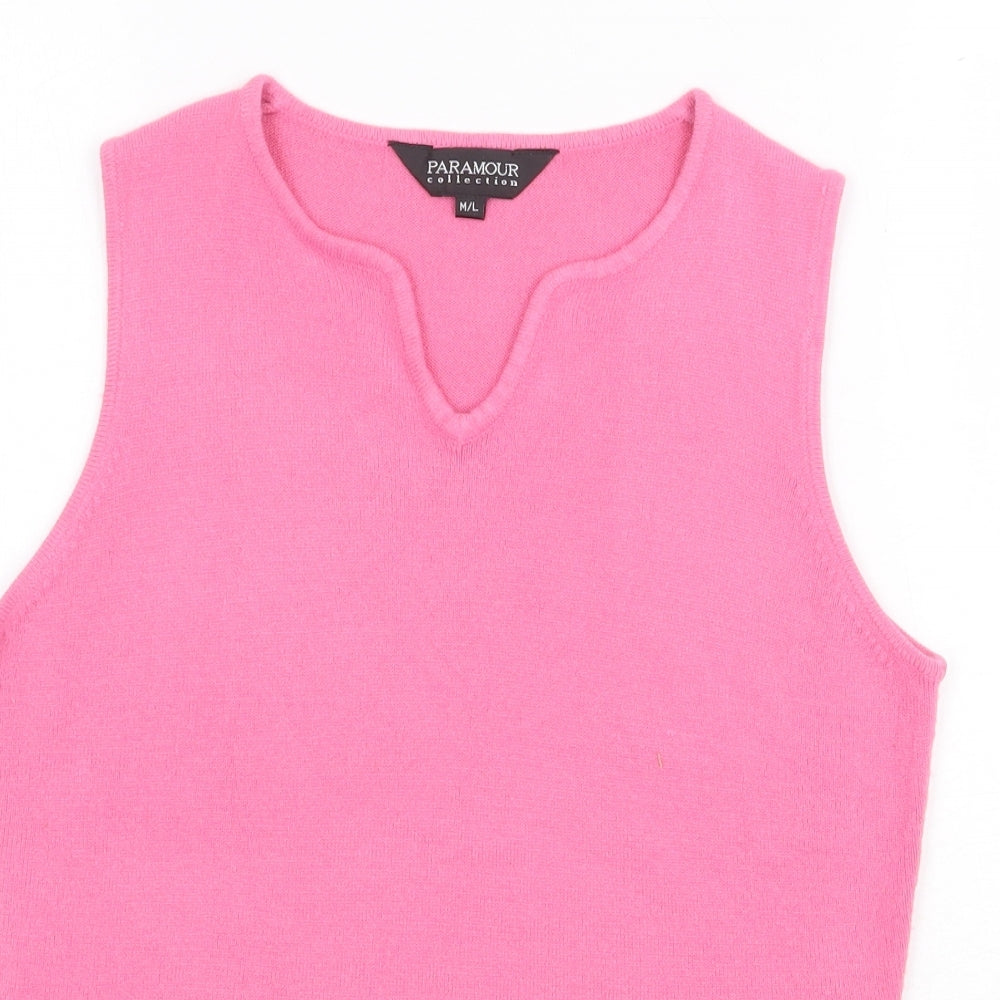 Paramour Womens Pink Acrylic Jersey Tank Size M V-Neck