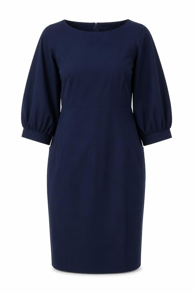 SheIn Womens Blue Polyester Sheath Size S Round Neck Zip