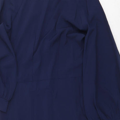 SHEIN Womens Blue Polyester Sheath Size S Round Neck Zip