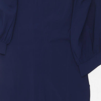 SHEIN Womens Blue Polyester Sheath Size S Round Neck Zip