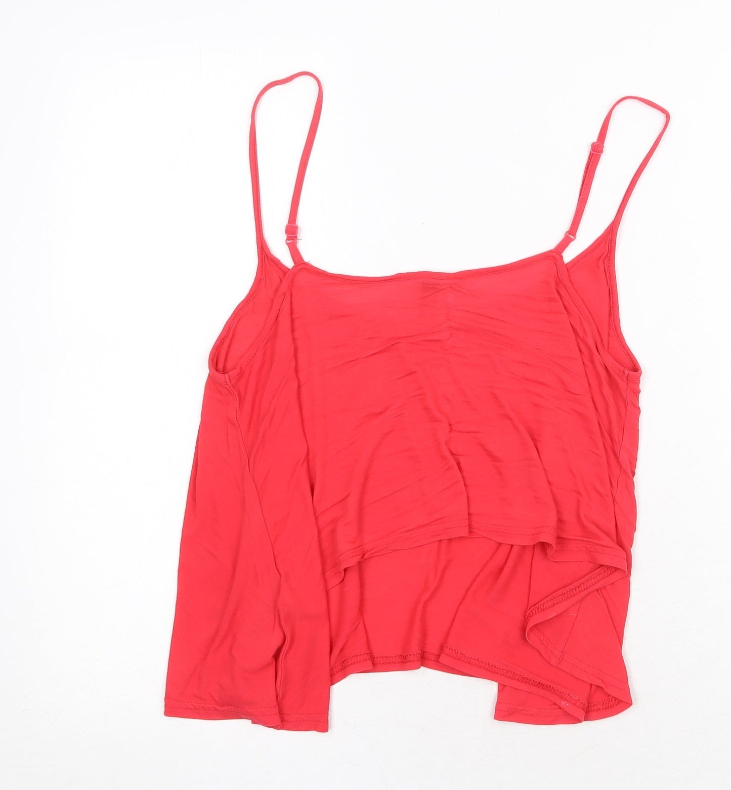 H&M Womens Red Viscose Basic Tank Size 10 Round Neck