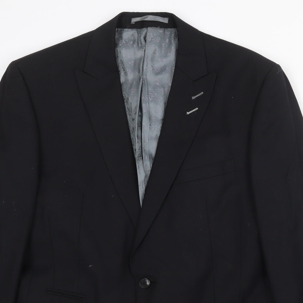 Red Herring Mens Black Polyester Jacket Suit Jacket Size 40 Regular
