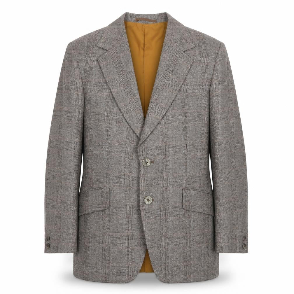 Hornes London Mens Brown Plaid Polyester Jacket Suit Jacket Size 40 Regular
