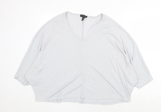 New Look Womens Grey V-Neck Viscose Pullover Jumper Size M - Cropped
