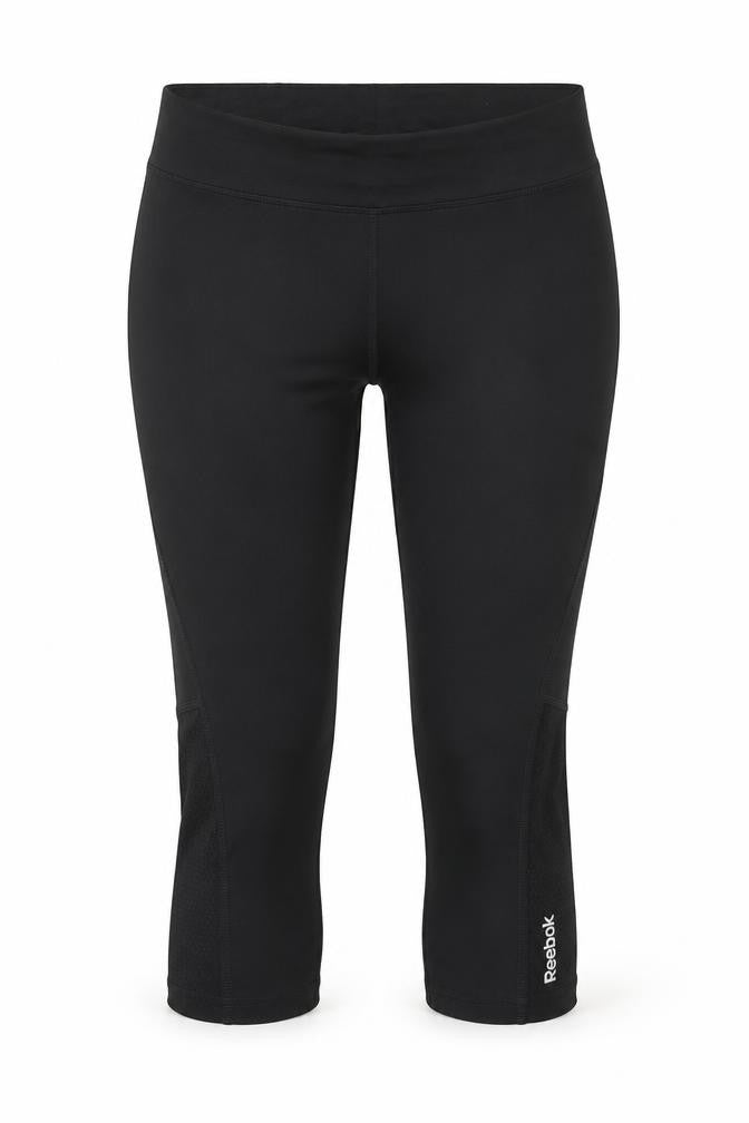 Reebok Womens Black Polyester Cropped Leggings Size XS Regular Pullover - Logo