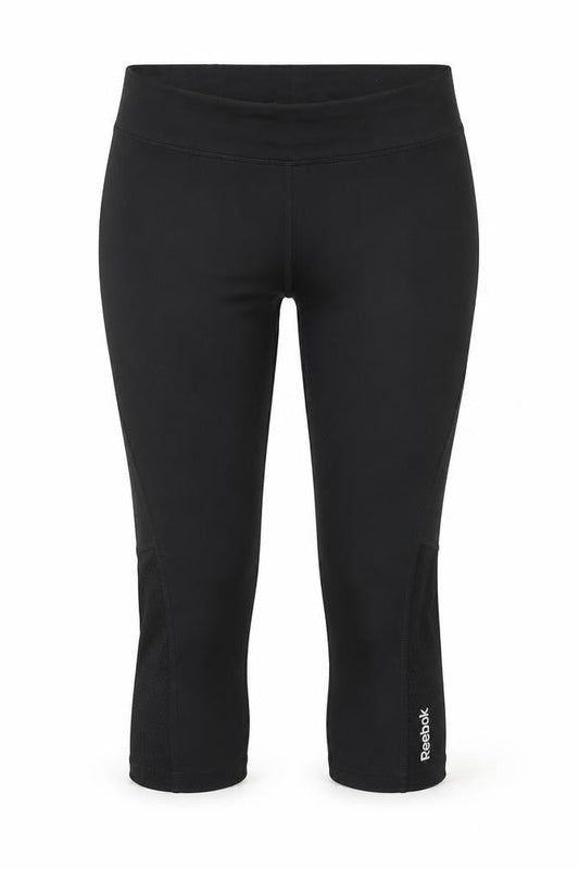 Reebok Womens Black Polyester Cropped Leggings Size XS Regular Pullover - Logo