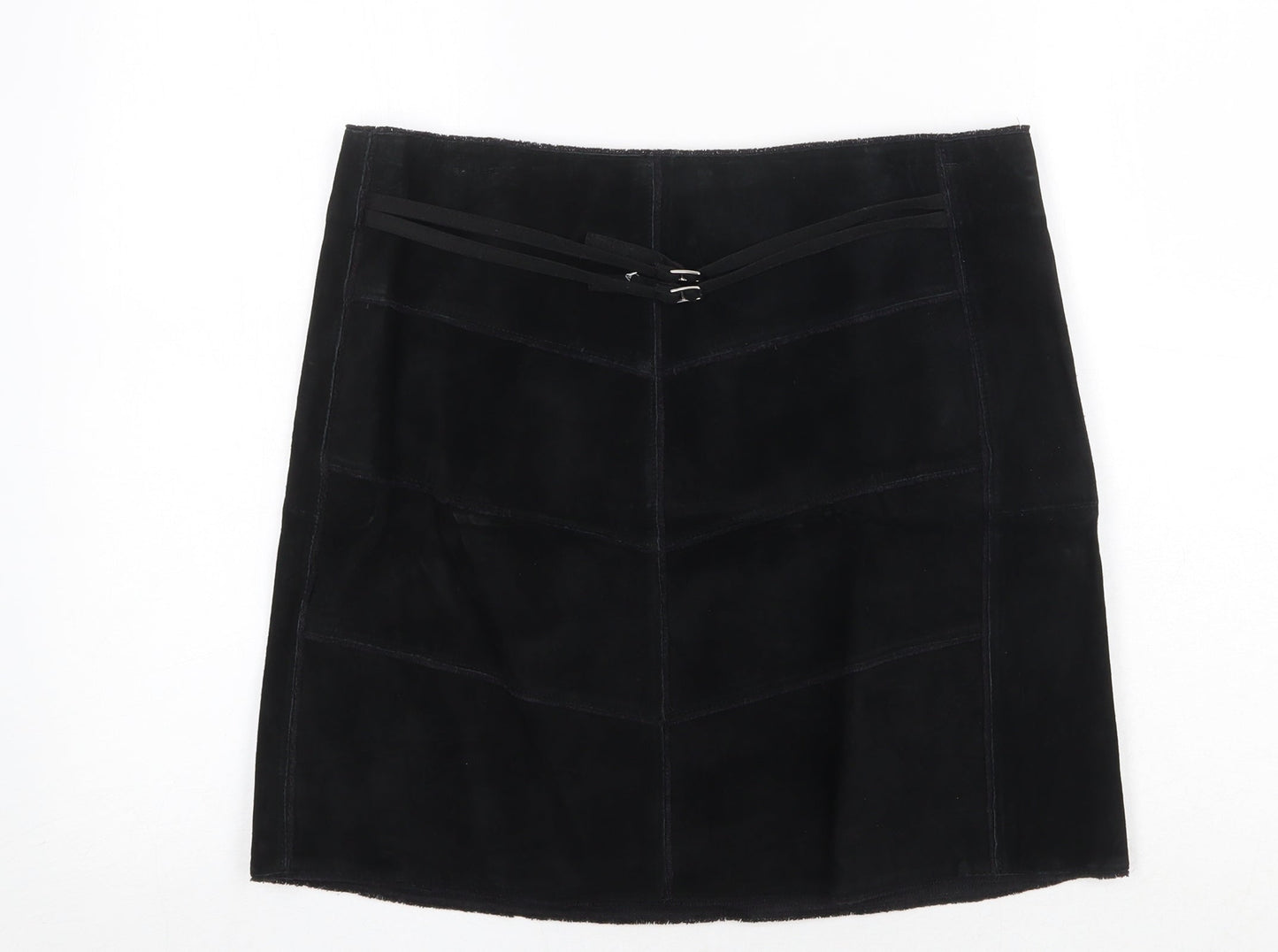 VILA Womens Black Polyester A-Line Skirt Size L Zip
