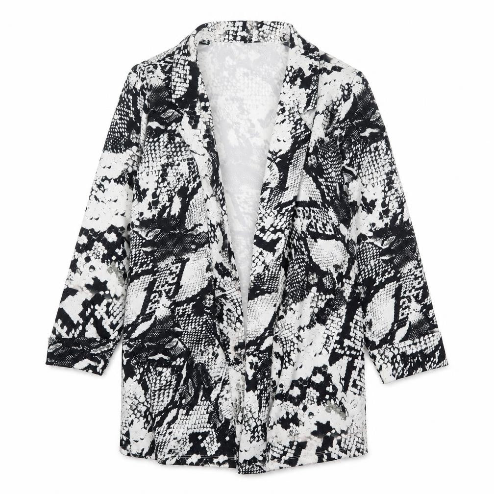 Melrose Womens Black Geometric Jacket Blazer Size 14