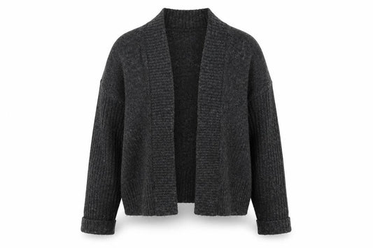 Miss Selfridge Womens Grey V-Neck Acrylic Cardigan Jumper Size S