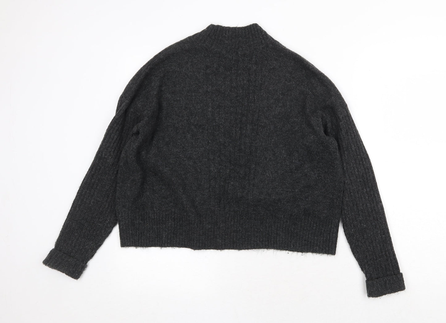 Miss Selfridge Womens Grey V-Neck Acrylic Cardigan Jumper Size S