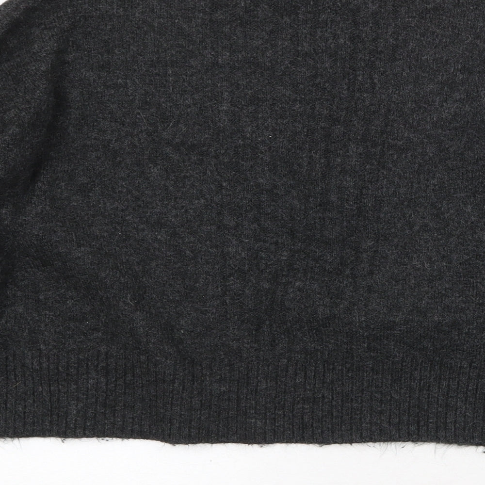 Miss Selfridge Womens Grey V-Neck Acrylic Cardigan Jumper Size S