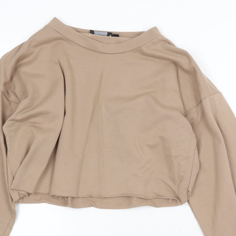PRETTYLITTLETHING Womens Beige 100% Cotton Pullover Sweatshirt Size 4 Pullover