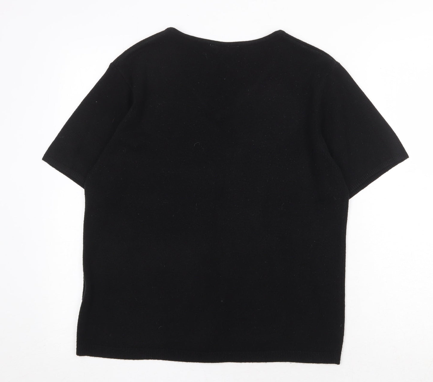 Happit Womens Black Acrylic Basic T-Shirt Size XL V-Neck