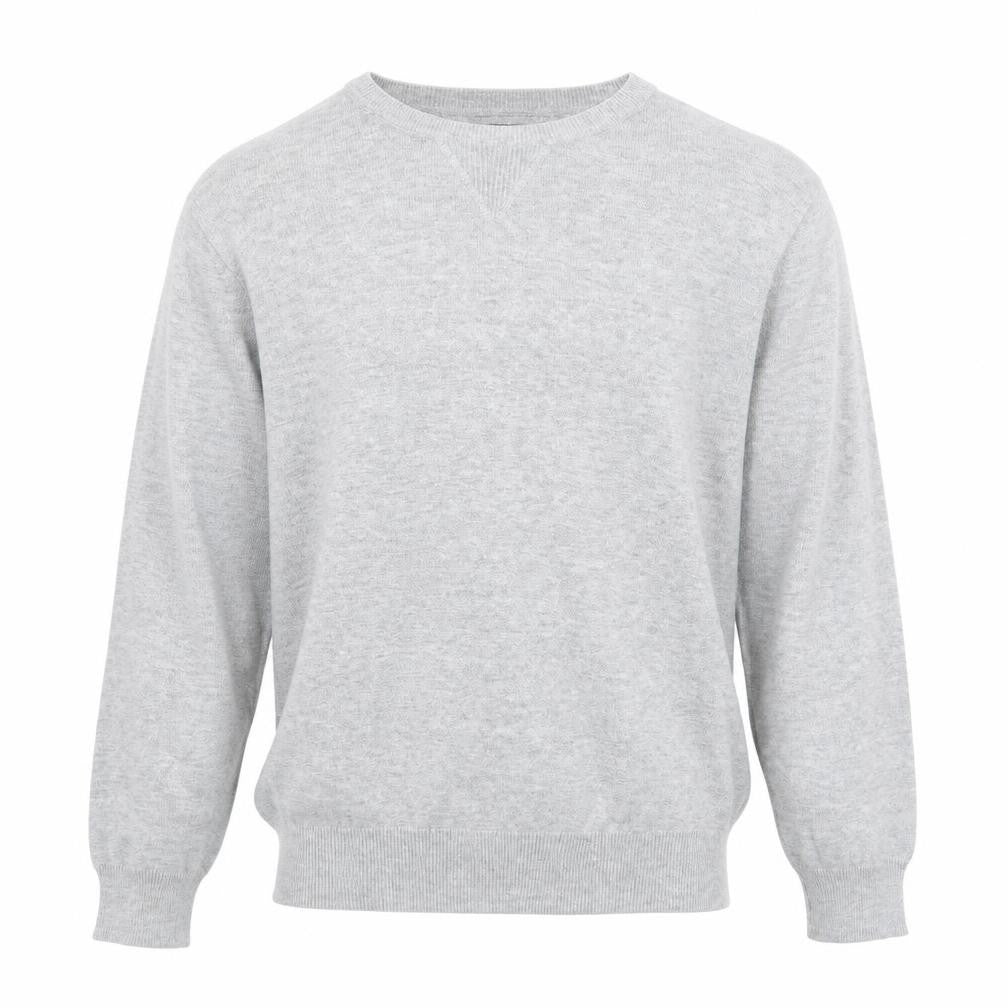 Easy Mens Grey Round Neck Cotton Pullover Jumper Size M Long Sleeve