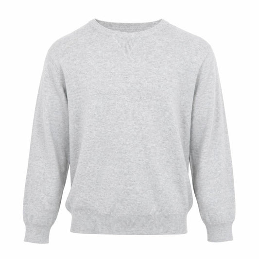 Easy Mens Grey Round Neck Cotton Pullover Jumper Size M Long Sleeve