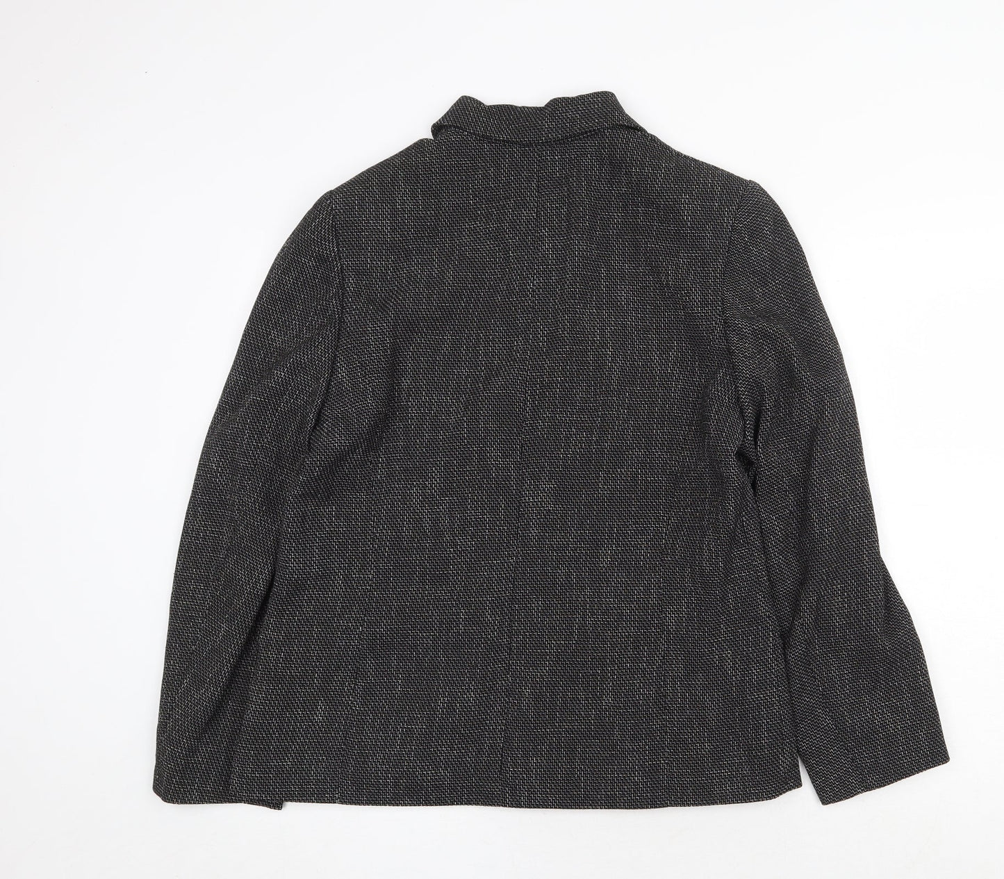 Preworn Womens Black Geometric Jacket Size 14 Zip