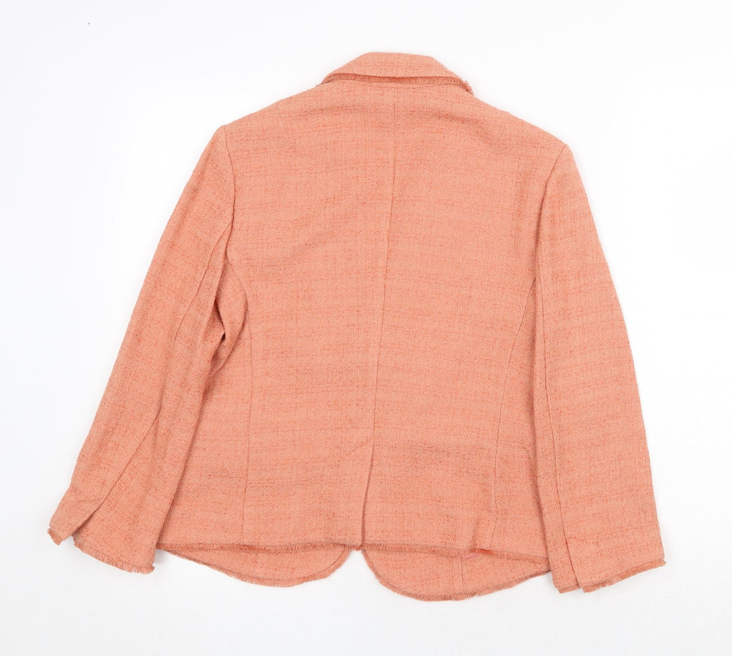 Sisley Womens Orange Geometric Jacket Blazer Size 10 Button