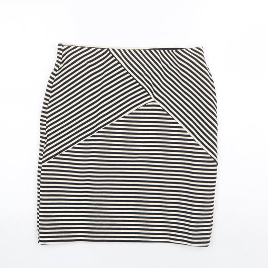 Gallery Womens Black Striped Viscose A-Line Skirt Size M