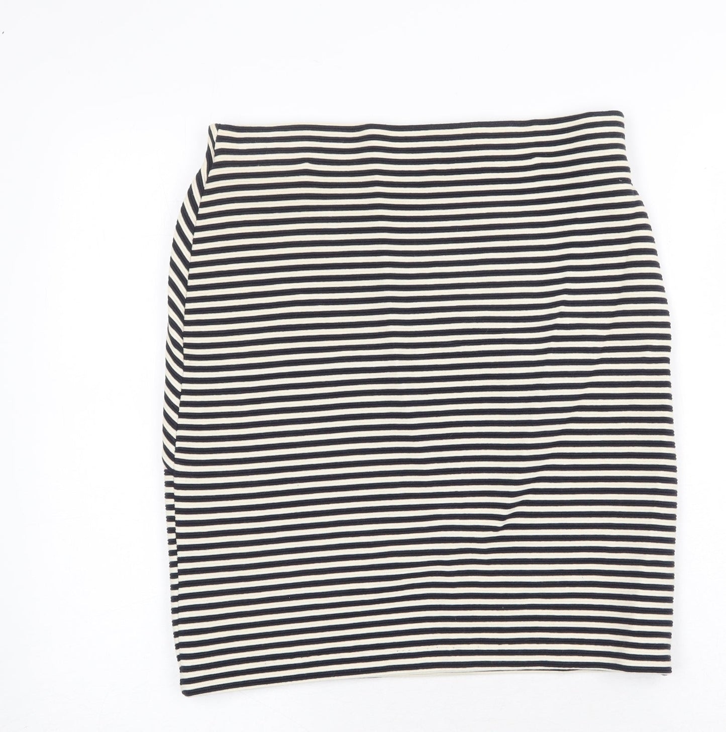 Gallery Womens Black Striped Viscose A-Line Skirt Size M