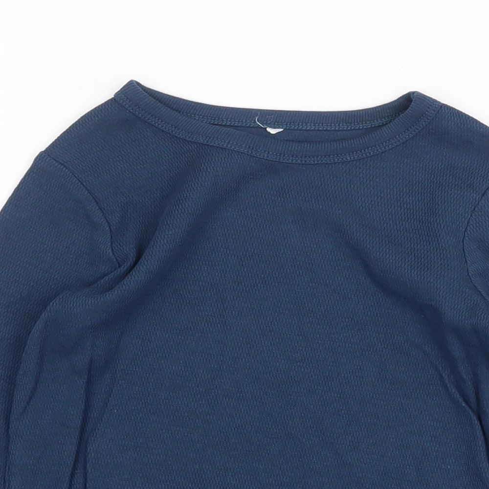 George Boys Blue 100% Cotton Basic T-Shirt Size 3-4 Years Round Neck Pullover