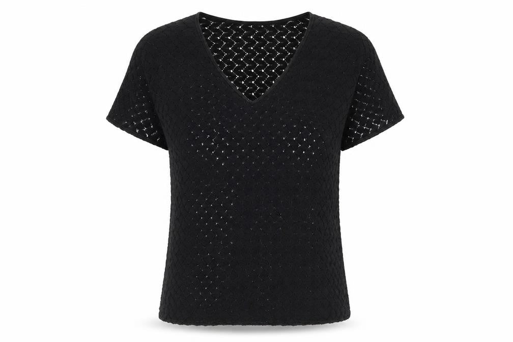 REP Womens Black Nylon Basic T-Shirt Size L V-Neck