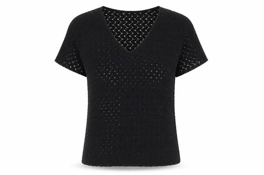 REP Womens Black Nylon Basic T-Shirt Size L V-Neck