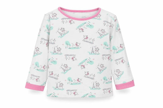 George Girls White Geometric Cotton Basic T-Shirt Size 9-12 Months Round Neck Pullover - Marie the cat disney