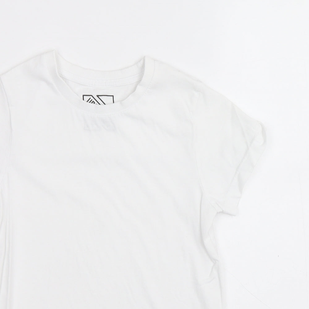 Matalan Boys White 100% Cotton Basic T-Shirt Size 8 Years Round Neck Pullover
