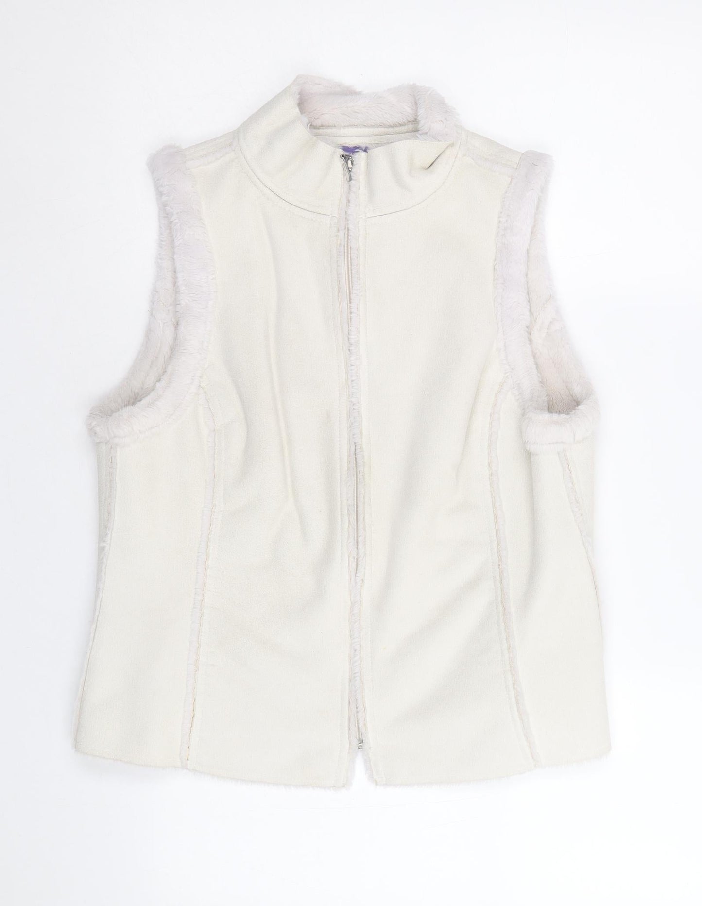 Autonomy Womens Beige Gilet Jacket Size 14 Zip - Suede Effect