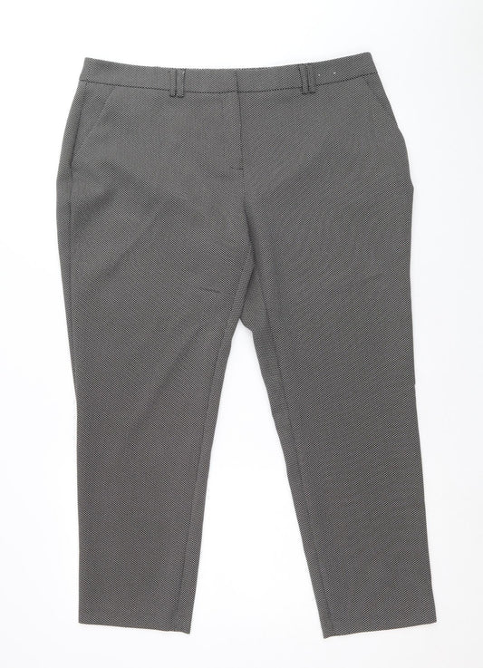 Dorothy Perkins Womens Black Geometric Polyester Chino Trousers Size 16 Regular Zip